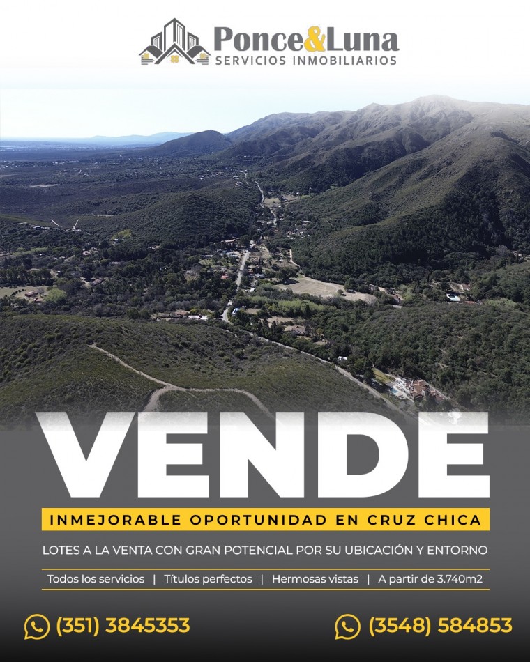 VENTA DE   LOTES EN LA CUMBRE !!!